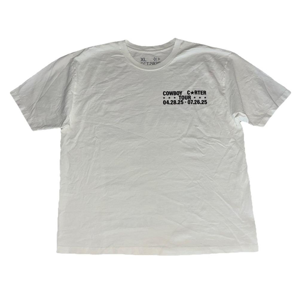 Beyonce CCT Official Tour Tee XL White Cowboy Carter Tour 2025‎ Merch NEW *spots